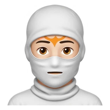 head of a guy with brown eyes wearing a white balaclava without a mouth, with a cool expression sticker