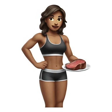 Brunette gym girl eating steak  sticker