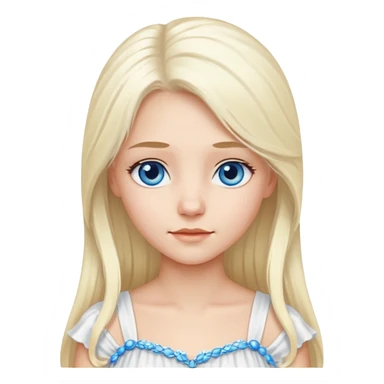 platinum blonde girl with long hair and forelocks, blue eyes. sticker
