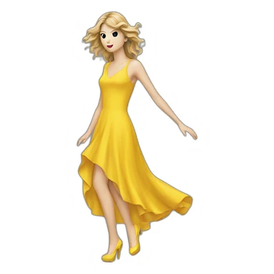 Taylor swift with a yellow dress and hair in the wind sticker