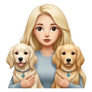 a  white girl with long hair with tattoo with 2 white golden retriever  sticker