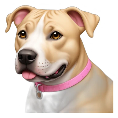 biege staffy with pink nose sticker