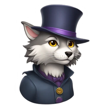 Wolf of the hat cat sticker