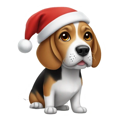 Beagle with Santa hat sticker