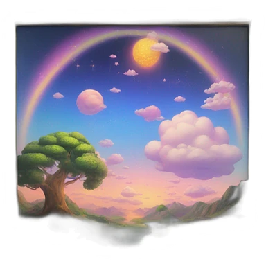 dreamland picture painting holographic in frame  sticker