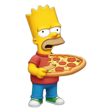 bart simpson eating pizza sticker