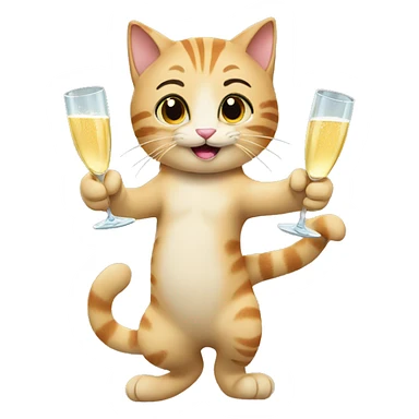 cats cheers champagne sticker