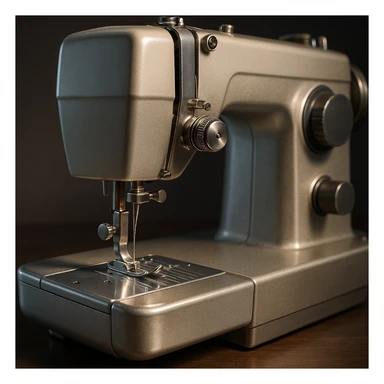 sewing machine, realistic illustration, detailed, metallic and plastic textures sticker