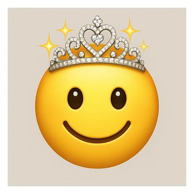 yellow face emoji with sparkling tiara sticker