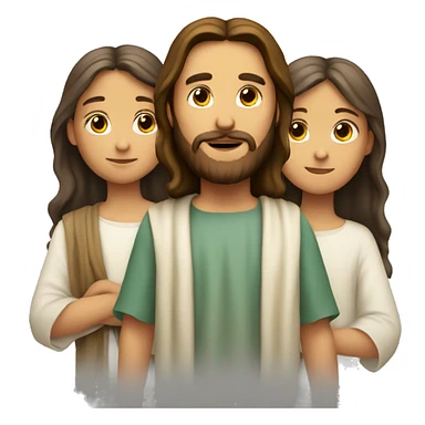 Jesus with 2 Boy and a Girl sticker