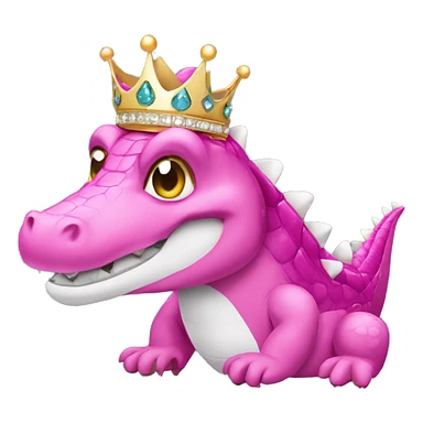 Pink crocodile wearing a tiara that’s black sticker