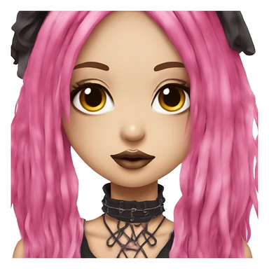 hime gyaru girl, hot pink and brown split-dyed hair, dark makeup, punk clothes sticker