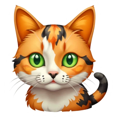 full body anxious looking colourful light calico tabby cat with large patchy patterns sticker