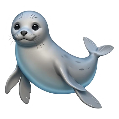 A 3D cartoon seal swimming with visible flippers, calm blue water, soft sunlight, Memoji-style realism. sticker