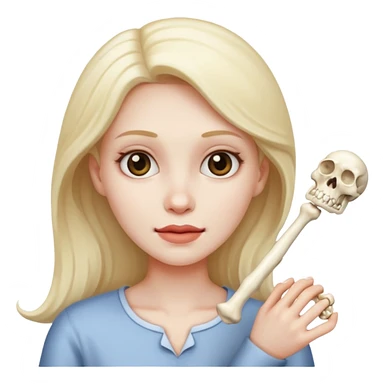 Woman holding bone sticker