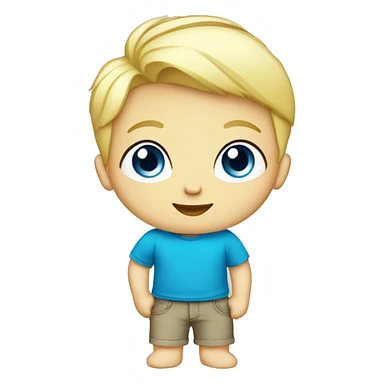 Boy blonde toddler full body blue eyes t shirst sticker