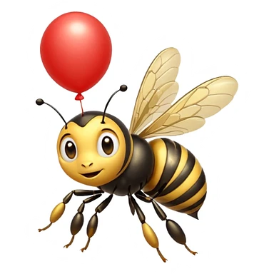 Bees with red Birthday Hat, Excited bee carrying balloon sticker