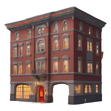 Apartment building shaped like the Ghost Busters Firehouse with solar lights and decorative and detailed interior design  sticker