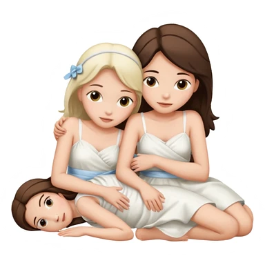two girls lying on top of each other wrapped around each other sticker