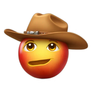 Apple wearing a cowboy hat sticker