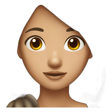 Girl with tanned skin brown hair asian eyes sticker