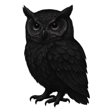digital illustration of a black owl, no background sticker