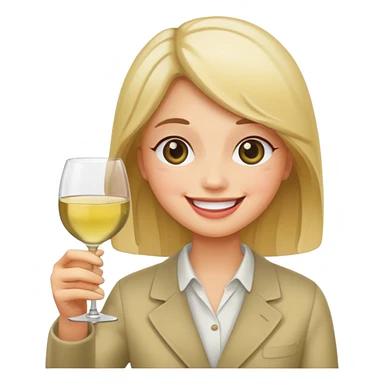 Smiling face, blushing, holding white wine  sticker