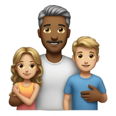White Dad with 3 kids  sticker