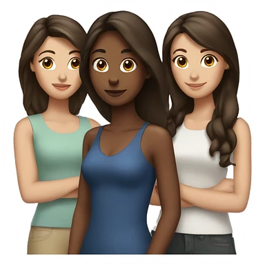 three brunette friends sticker