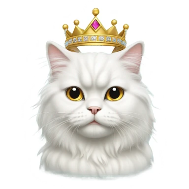 White Persian cat with a princess crown sticker