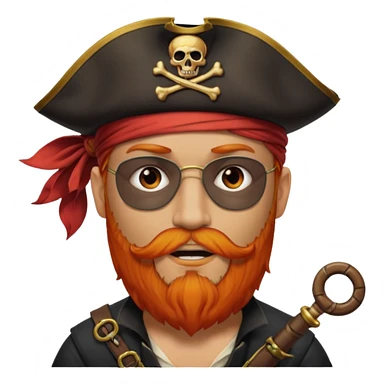 Pirata con un parche en el ojo y con barba anaranjado sticker