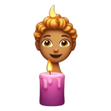 candle with light curly girl sticker