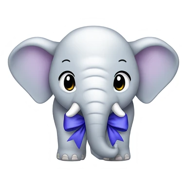 White elephant with periwinkle bow sticker