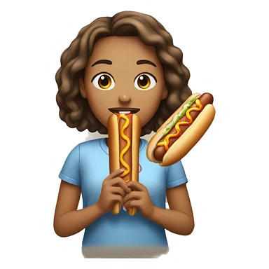 Girl eating a hotdog sticker