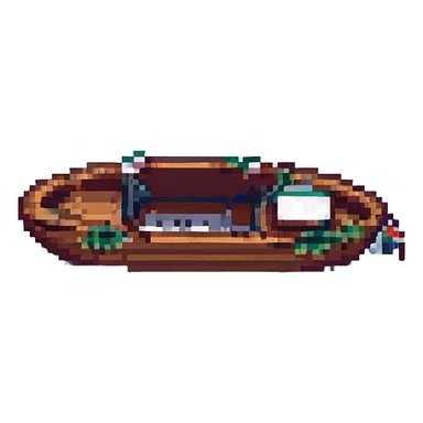 a small boat pixel art style sticker