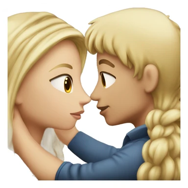 Blonde boy kissing brunette girl sticker
