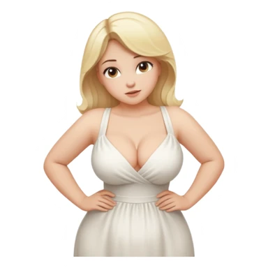 blonde woman with large bust, curvy, bending forward, SFW sticker