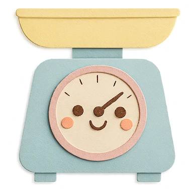 cute coffee scale with kawaii smiling face, soft pastel colors, full body, hand-drawn paper craft style sticker