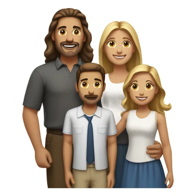 Puerto rican beard short brown hair  husband with blond long hair wife and brown long hair daughter Family  sticker