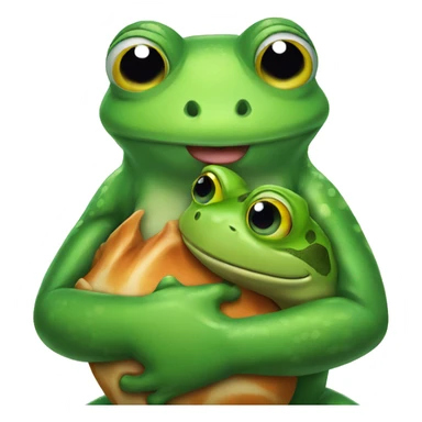 frog hugs dinosaur  sticker