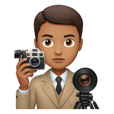 a journalist with a camera sticker