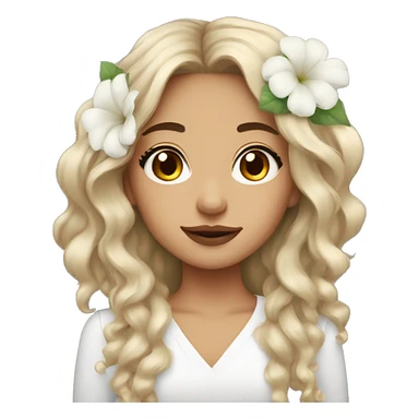 Medium Hair Girl with big white flower earrings sticker
