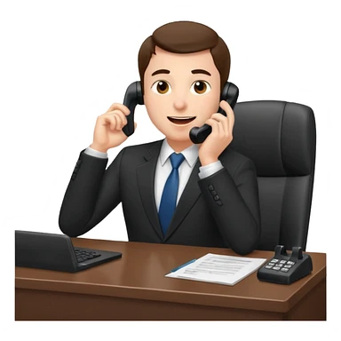 excited office boss on phone at his desk sticker