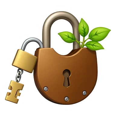 A seed germinating with a sprout sticking out of it in the shape of a pad lock with the seed being the body of the padlock and the sprout being the shackle of the padlock. But it looks more like a seed and a sprout rather than anything else sticker