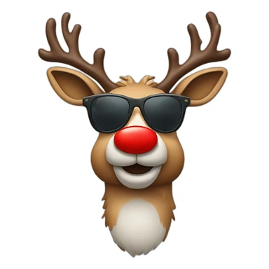 Red nose reindeer with sunglasses sticker