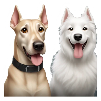 Doberman and Samoyed playing sticker