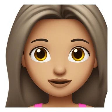 brunette long hair girl with cute pink top tank and makeup  sticker