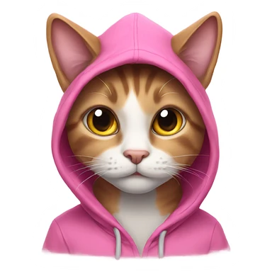 A cat in a pink hoodie  sticker
