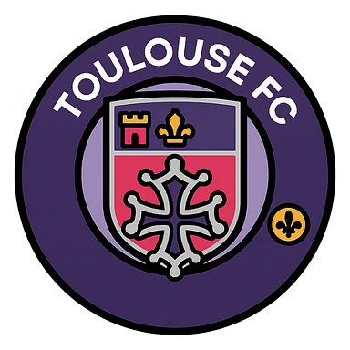 Toulouse FC logo in icon style, simplified, circular form, purple and silver colors, modern and flat aesthetic, no gradients sticker