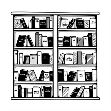 A bookshelf filled with various books sticker